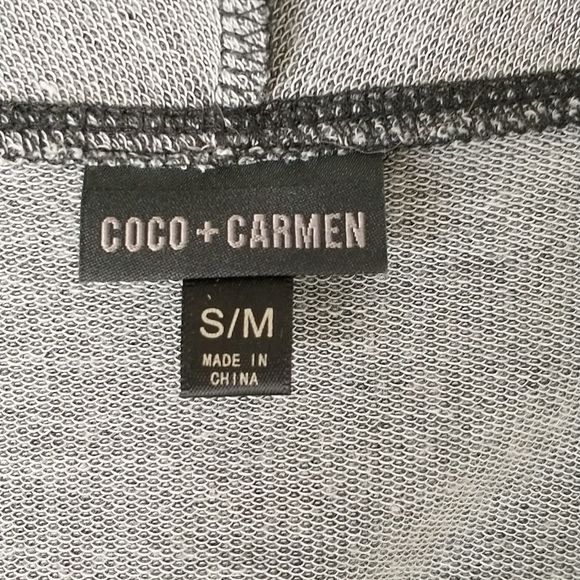 Coco + Carmen cardigan sweater jacket sweatshirt collared distressed grey size M - Picture 9 of 10